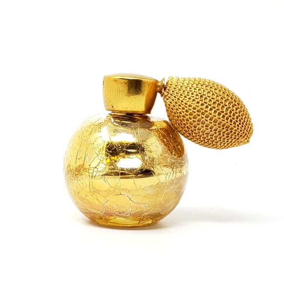 VTG Perfume Bottle Holmspray Gold Crackle Atomizer - Picture 1 of 5